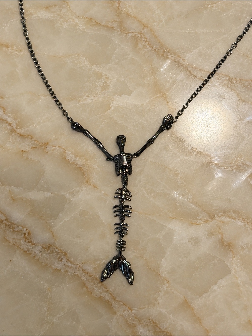 Vivienne Westwood Black Arial Mermaid Skeleton Necklace Used - Like New